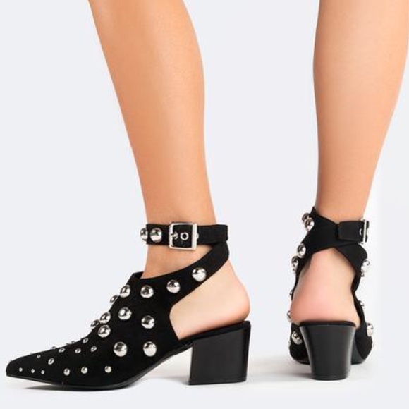 HP! Silver Metal Studded Black Booties - Picture 7 of 8